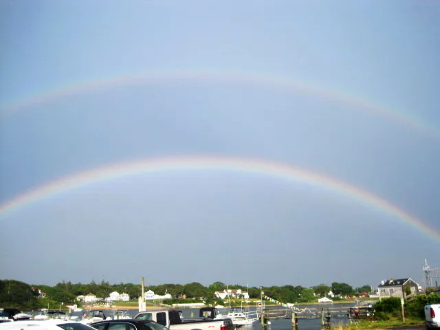 Double rainbow over the bay