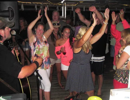 Guests dancing to live music