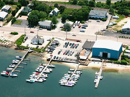 Aerial view of Continental Marina docks and parking